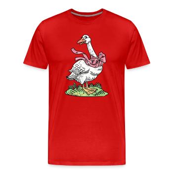 Gans mit rosa Schleife - Männer Premium Bio T-Shirt - Rot - Vorne - Damien (186cm)