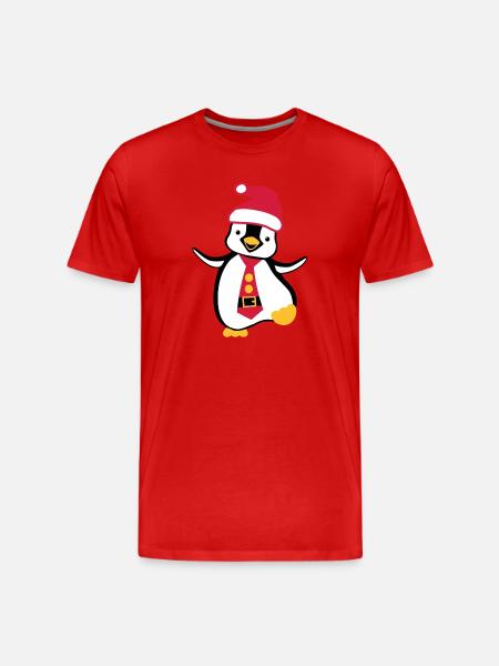 Christmas Penguin - Men's Premium Organic T-Shirt - red
