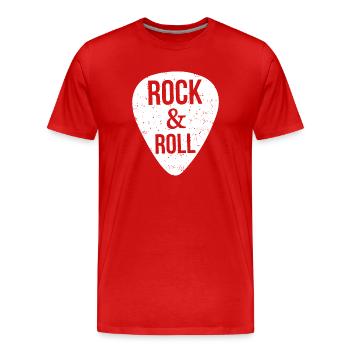 Rock and Roll, Gitarrenpickel - Männer Premium Bio T-Shirt - Rot - Vorne - Damien (186cm)