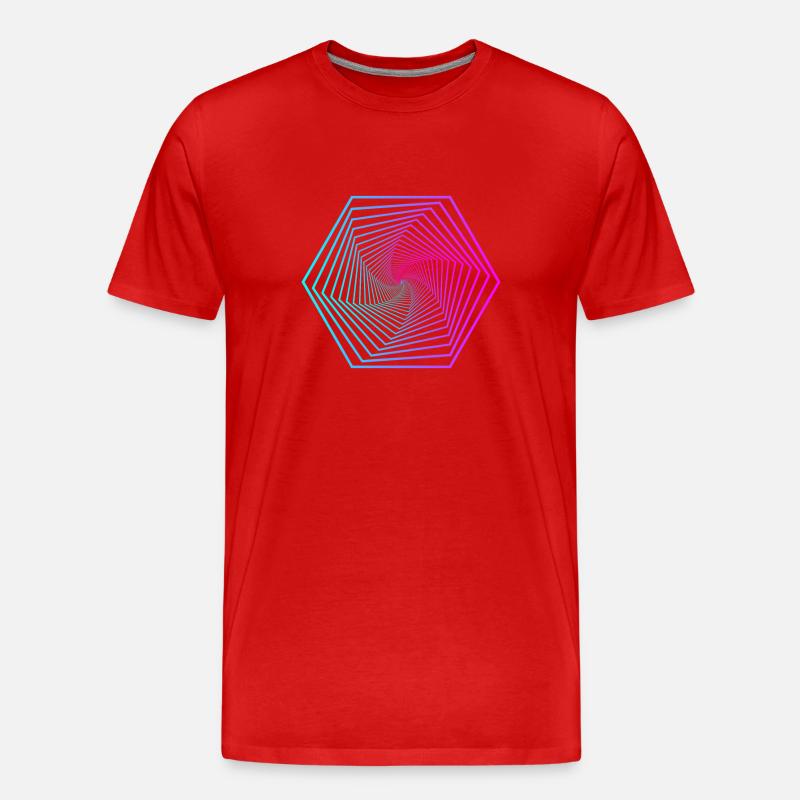 Neon-Polygonspirale Gradient - Männer Premium Bio T-Shirt - Rot