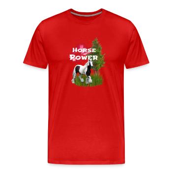 Illustration de chevaux puissants - T-shirt bio Premium Homme - rouge - Devant - Damien (186cm)