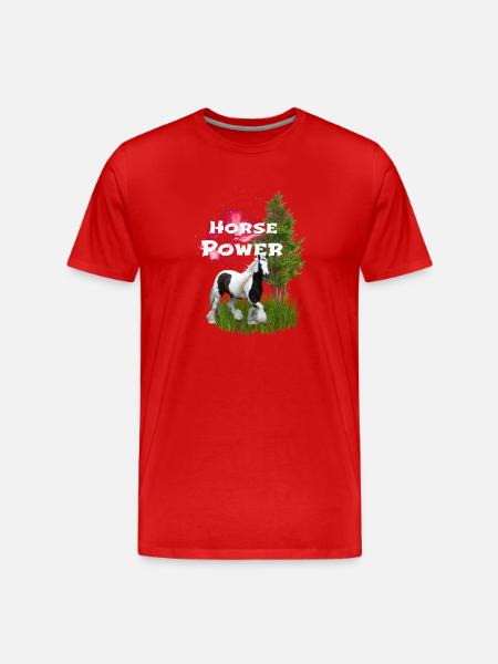 Powerful Horses Illustration - Men's Premium Organic T-Shirt - red