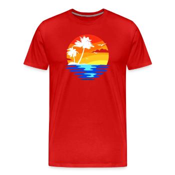 Palmiers île des caraïbes plage vacances mer été - T-shirt bio Premium Homme - rouge - Devant - Damien (186cm)