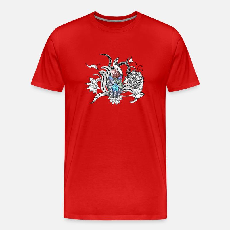Ehrfürchtiger Wolf, lineart - Männer Premium Bio T-Shirt - Rot