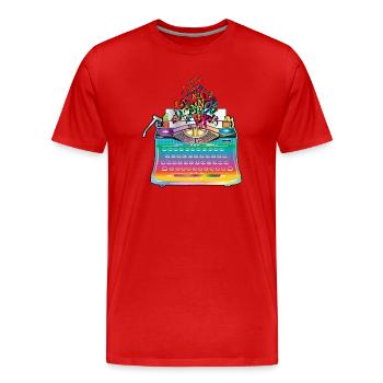 Machine à écrire antique hétéroclite avec lettres - T-shirt bio Premium Homme - rouge - Devant - Damien (186cm)