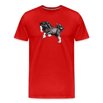 Pferdepower - Männer Premium Bio T-Shirt - Rot - Vorne - Damien (186cm)