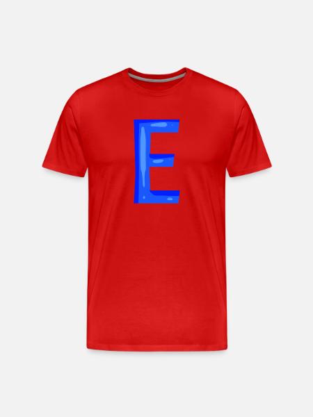 Lettre E initiale bleu - T-shirt bio Premium Homme - rouge