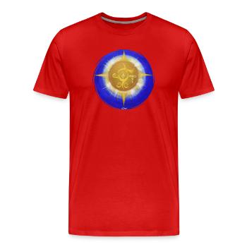 SchöpfungsLicht des göttlichen Schutzes 2 - Männer Premium Bio T-Shirt - Rot - Vorne - Damien (186cm)