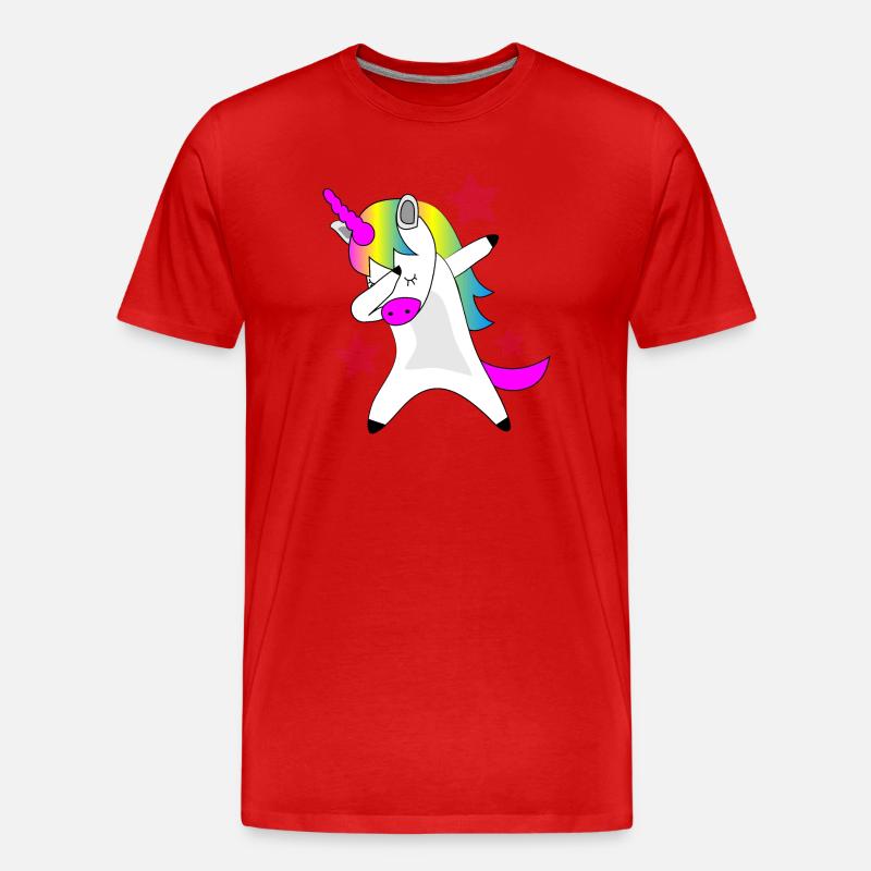 T-Shirt tupfen Einhorn Geschenkidee - Männer Premium Bio T-Shirt - Rot