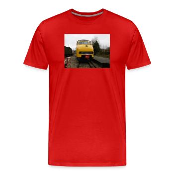MAT 64 at railway museum - Men's Premium Organic T-Shirt - red - Front - Damien (186cm)