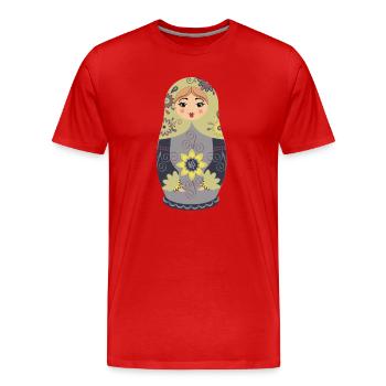 Traditionelle russische Matroschka Puppe - Männer Premium Bio T-Shirt - Rot - Vorne - Damien (186cm)
