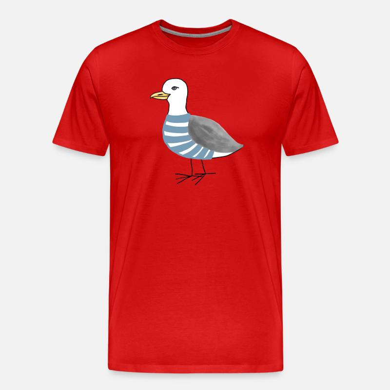 Möwe Maritim - Männer Premium Bio T-Shirt - Rot