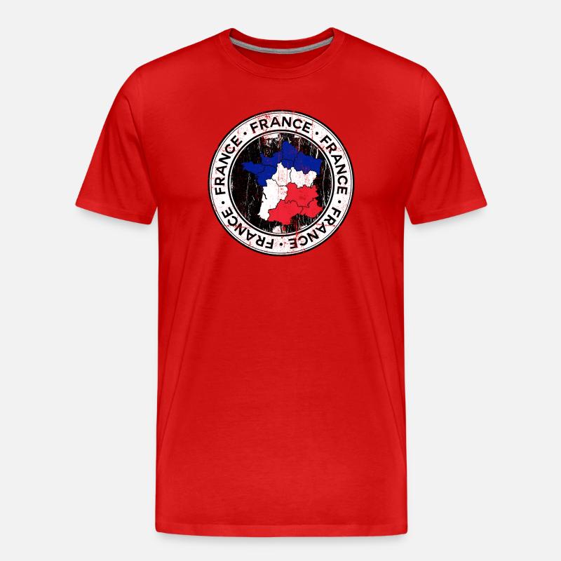 Frankreich-Karte Trikolore Kreispatch - Männer Premium Bio T-Shirt - Rot