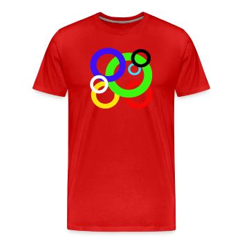 Design anneaux colorés - T-shirt bio Premium Homme - rouge - Devant - Damien (186cm)