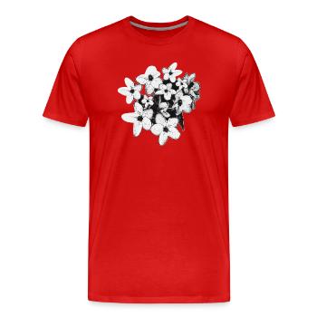 Frühlinglook, Blumen Ausschnitt schwarz-weiß - Männer Premium Bio T-Shirt - Rot - Vorne - Damien (186cm)