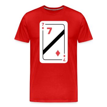 Karo Sieben Spielkarte Pokerkarte - Männer Premium Bio T-Shirt - Rot - Vorne - Damien (186cm)