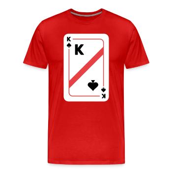 Pik König Spielkarte Pokerkarte - Männer Premium Bio T-Shirt - Rot - Vorne - Damien (186cm)