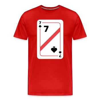 Pik Sieben Spielkarte Pokerkarte - Männer Premium Bio T-Shirt - Rot - Vorne - Damien (186cm)