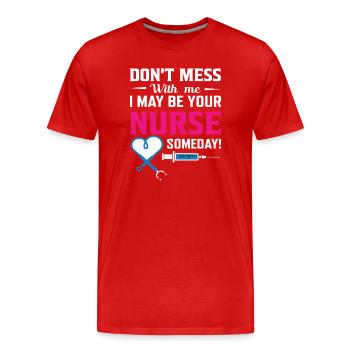 Krankenschwester - Männer Premium Bio T-Shirt - Rot - Vorne - Damien (186cm)