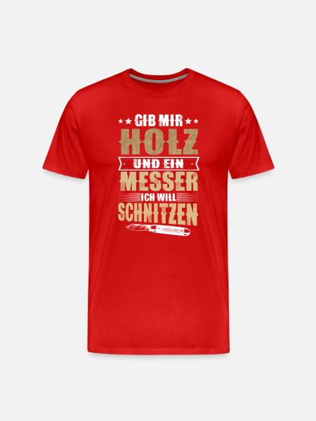 Schnitzen Holz - Männer Premium Bio T-Shirt - Rot
