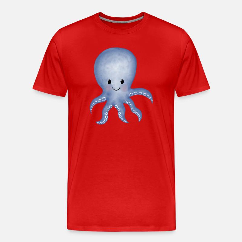 Krake Tintenfisch - Männer Premium Bio T-Shirt - Rot