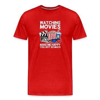 Cinéma cinéma disant pop-corn cadeau de télévision - T-shirt bio Premium Homme - rouge - Devant - Damien (186cm)