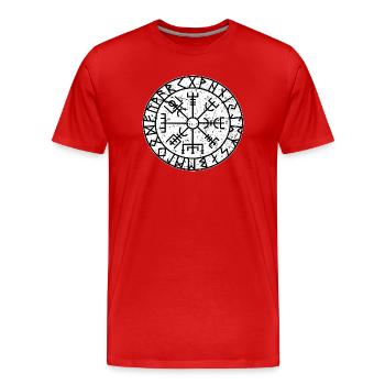 Viking Compass Vegvisir Viking Celts symbol - Men's Premium Organic T-Shirt - red - Front - Damien (186cm)
