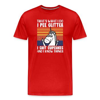 Licorne disant drôle - T-shirt bio Premium Homme - rouge - Devant - Damien (186cm)
