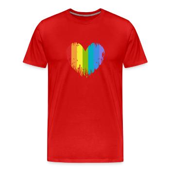 Coeur LGBT - T-shirt bio Premium Homme - rouge - Devant - Damien (186cm)