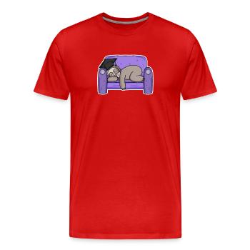 Paresseux étudiant drôle - T-shirt bio Premium Homme - rouge - Devant - Damien (186cm)