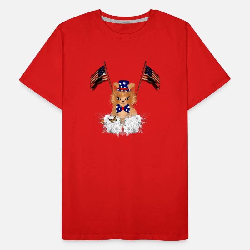 Chaton mignon avec le drapeau et le drapeau américain T-shirt bio Premium Homme