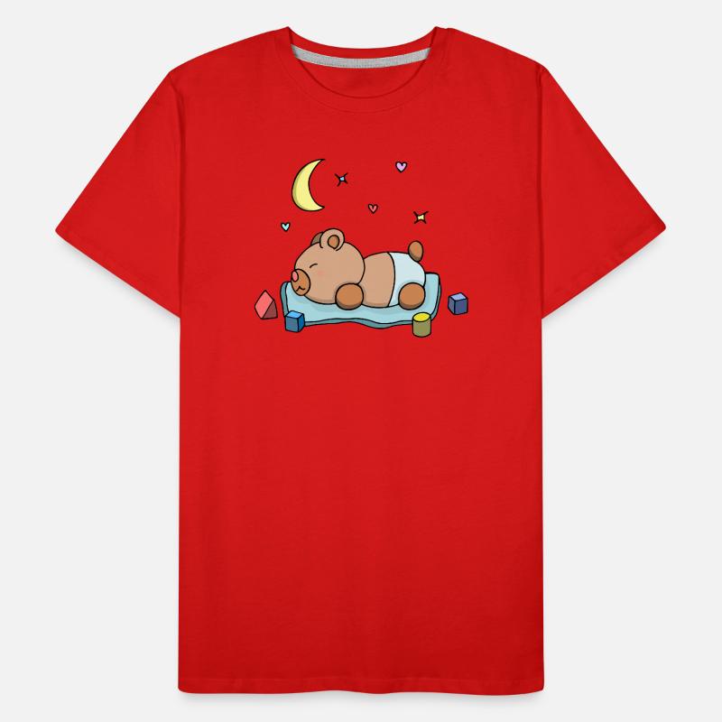 Teddy Bear Boy Boy Sleeping Blue Cute Drawing Men's Premium Organic T-Shirt