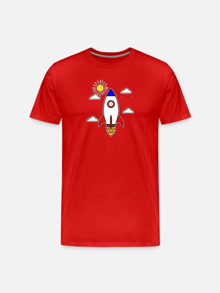 Schulstart Rakete Raumschiff Schulbeginn Schule - Männer Premium Bio T-Shirt - Rot