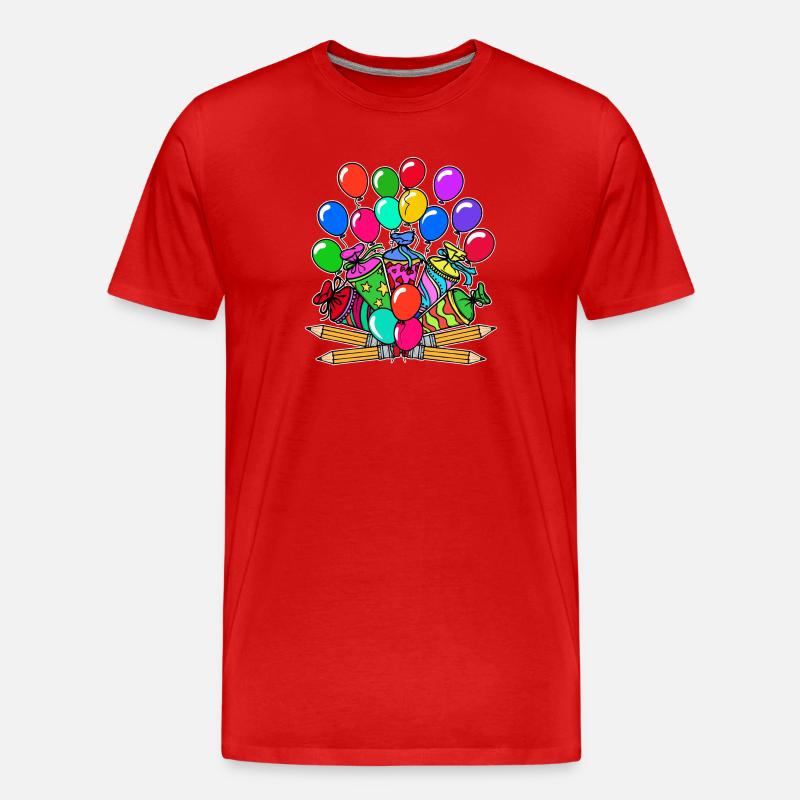 Schulbeginn Luftballon Bleistift Schultüte Start - Männer Premium Bio T-Shirt - Rot