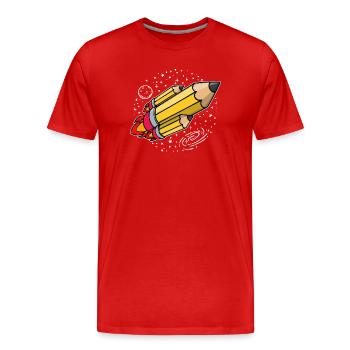 École début d’école crayon fusée lancement de l’école - T-shirt bio Premium Homme - rouge - Devant - Damien (186cm)