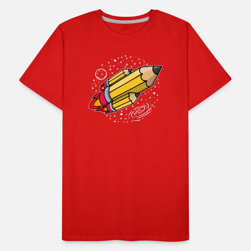 Schule Schulbeginn Bleistift Rakete Schulstart Männer Premium Bio T-Shirt