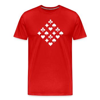 Game Colors, Cards, Symbols, Spades, Hearts, Diamonds, Crosses - Men's Premium Organic T-Shirt - red - Front - Damien (186cm)