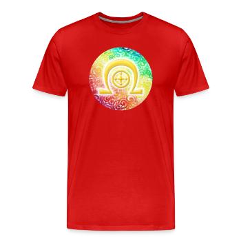 Symbole dimensionnel arc-en-ciel guérison - Sonja Ariel - T-shirt bio Premium Homme - rouge - Devant - Damien (186cm)