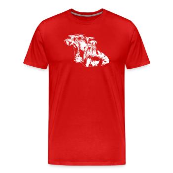 Vache Vaches Silhouettes Tête de Vache Blanc - T-shirt bio Premium Homme - rouge - Devant - Damien (186cm)