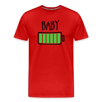 Aus Batterien - Baby - Männer Premium Bio T-Shirt - Rot - Vorne - Damien (186cm)