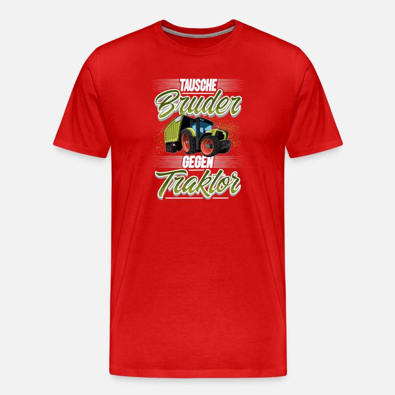 Tausche Bruder Gegen Traktor - Männer Premium Bio T-Shirt - Rot