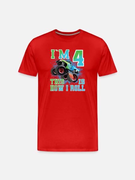4 Years Monster Truck - Men's Premium Organic T-Shirt - red