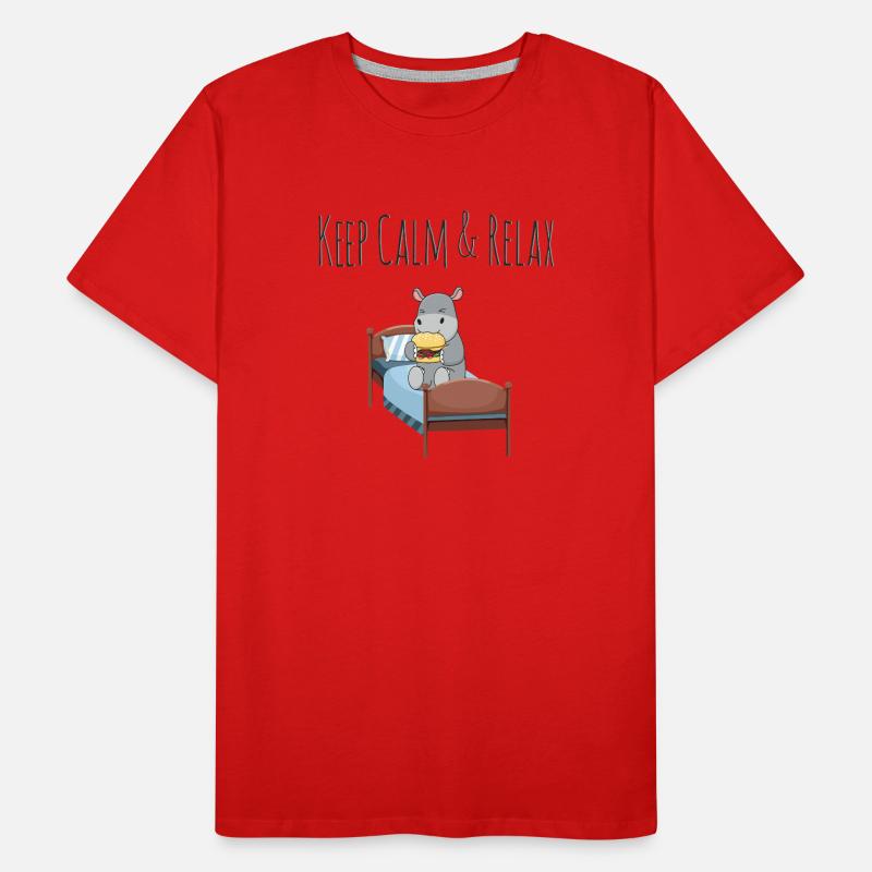Keep Calm & Relax - süßes Nilpferd mit Burger Männer Premium Bio T-Shirt