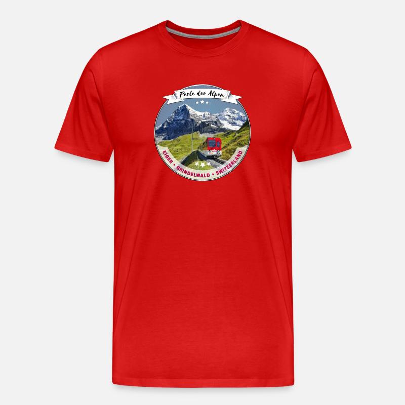 Eiger, Perle der Alpen - Männer Premium Bio T-Shirt - Rot