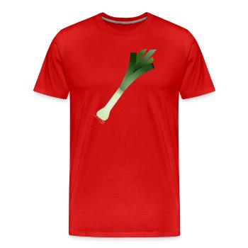 Eine Stange Lauch / Porree - Männer Premium Bio T-Shirt - Rot - Vorne - Damien (186cm)
