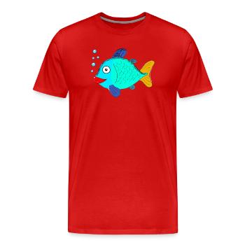 Poisson avec bulles - T-shirt bio Premium Homme - rouge - Devant - Damien (186cm)