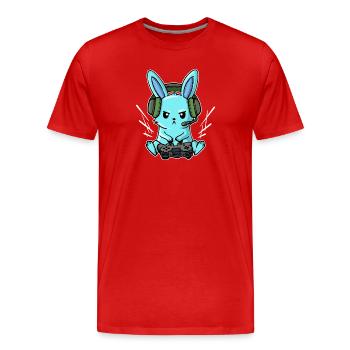 Gamer Headset Controller Joystick Zocker - T-shirt bio Premium Homme - rouge - Devant - Damien (186cm)