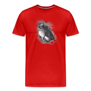 Rabbit - Men's Premium Organic T-Shirt - red - Front - Damien (186cm)