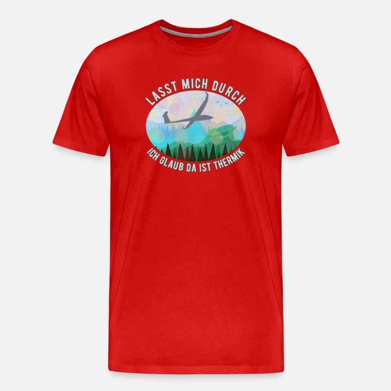 Modell Segelflugzeug Landschaft Retro Blau - Männer Premium Bio T-Shirt - Rot