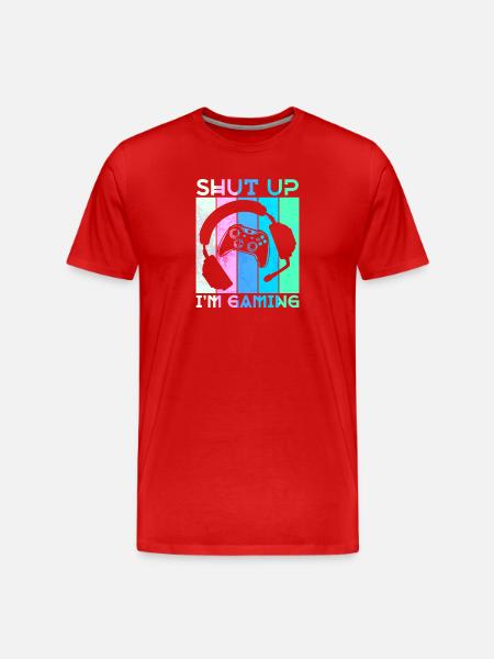 Gamer Headset Controller Statement Zocker - Männer Premium Bio T-Shirt - Rot